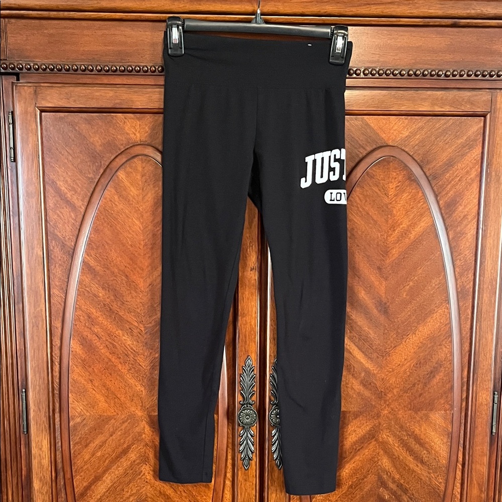 Justice Black Logo Kids Leggings
